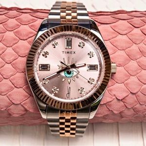 BNIB Timex Jacquie Aiche Watch Pink Sunray Dial Tribe Eye 36mm